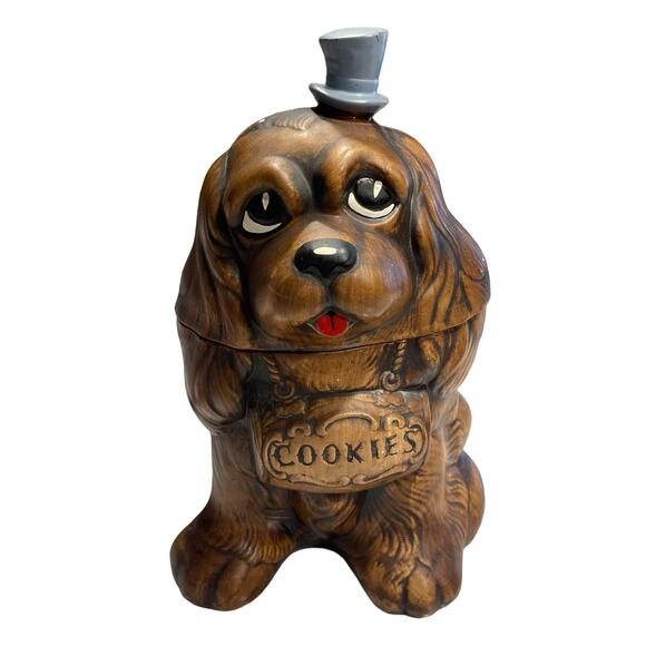 Vintage Treasure Craft Cocker Spaniel Cookie Jar with Hat - Picture 1 of 4